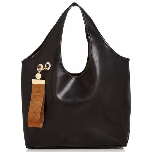 See By Chloe Jay Large Logo Tag Leather Tote Handbag Black AS IS - Picture 1 of 11